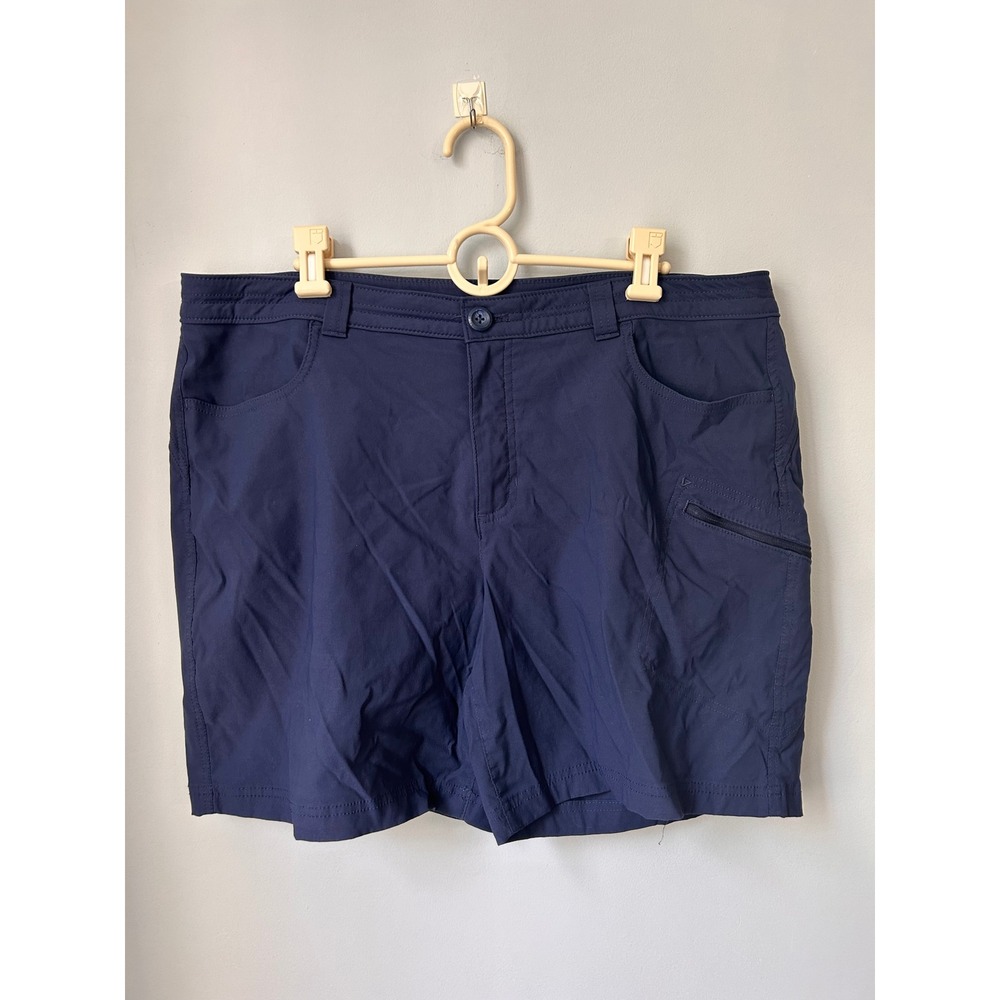 Eddie Bauer Women 18 Navy Blue Guide Pro Hiking Shorts Stretch Outdoor Cargo